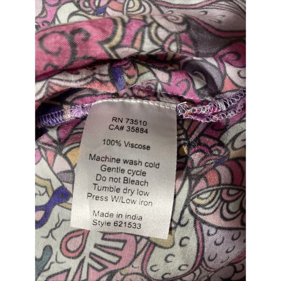 Ivy Jane Women’s Multicolor Print Blouse Size L -Boho/Hippie/ - Picture 5 of 5